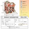 moin moin Dollhouse Miniature DIY Kit A flower shop with a welcoming a starry sky LED acrylic and music Set dog, view, lights, case, box. (2009DH197)