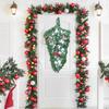 Искусственная рождественская капля 20" Искусственная сосновая зелень Каплевидный венок с искусственным снегом и красными птичками для декора двери, камина, стола, каминной полки