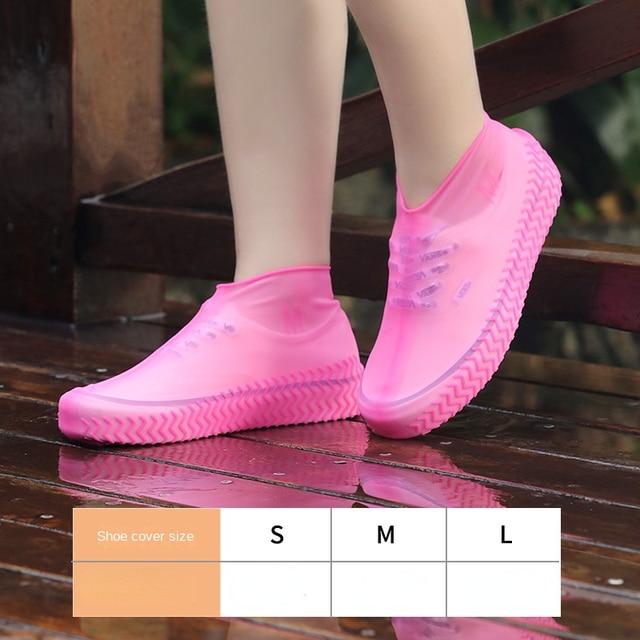 1 Pair Reusable Latex Waterproof Rain Shoes Covers Slip-resistant Rubber Rain Boot Overshoes S/M/L Shoes Accessories