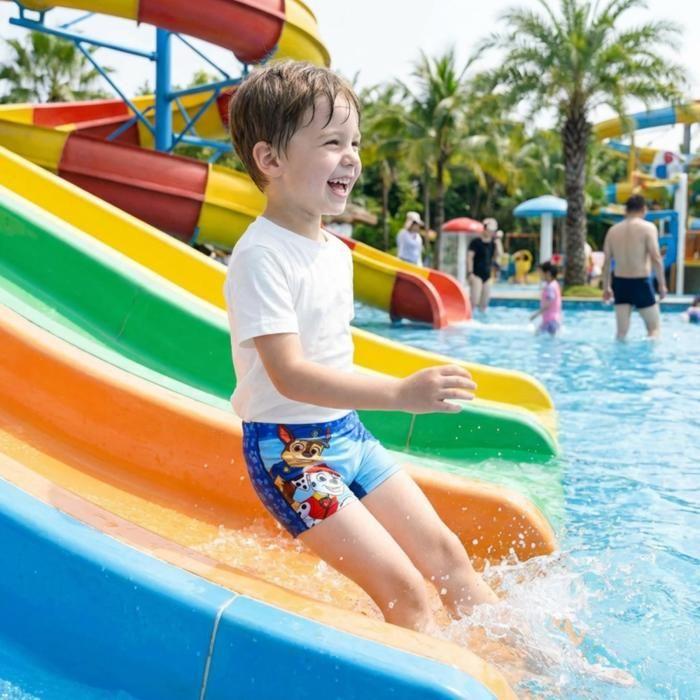 Maillot de bain boxer enfant - PAW PATROL - Chase et Marcus - Bleu - Mixte - Imprimé grand format