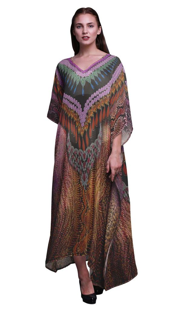 Phagun Snake Animal Skin Womens Long Beach Kaftan Beachwear Bikini Coverup Maxi