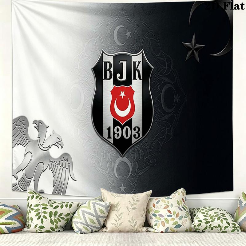 BJK Besiktas Wall Tapestry Aesthetic Wall Hanging Printed Fabric Blanket Decorative Tapestries for Bedroom Living Room Home Decor