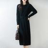 Women Sweater Dress 100% Wool TIDENOVEL O-neck Knit Long Pullover Winter Jumpers Wool Long Dress Female