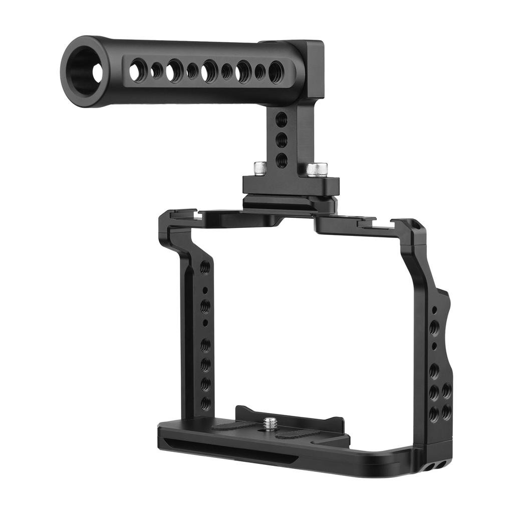 Andoer Camera Video Cage + Top Handle Kit Aluminum Alloy with Dual Cold Shoe Mounts Numerous 1/4