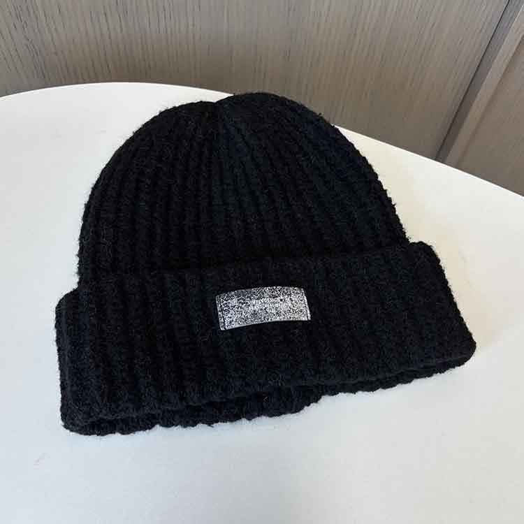 Patch Cloth Men'S And Women'S Knitted Hats Versatile Big Head Circumference Wool Hats Show Face Small Pullover Warm Cold Hats