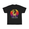 Big Foot with Dinosaur Sasquatch Black T-Shirt Size S To 5XL