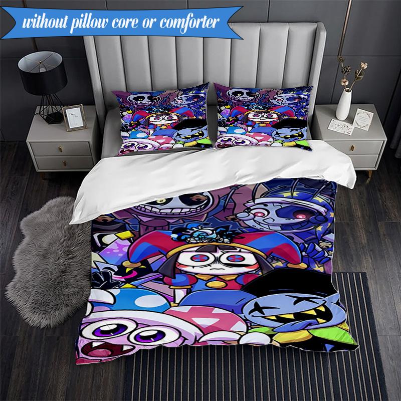 3PCS Digital Circus Adventure Bedding Set,Including 1pc Duvet Cover And 2pcs Pillowcases Perfect for Bedroom, Dormitory, Fan Christmas gift