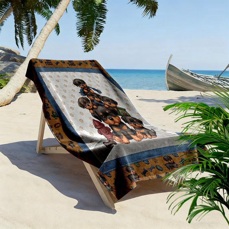 Cute Animal Puzzle Print Beach Towel, Large Soft Quick Dry Towel for Beach Camping Swimming