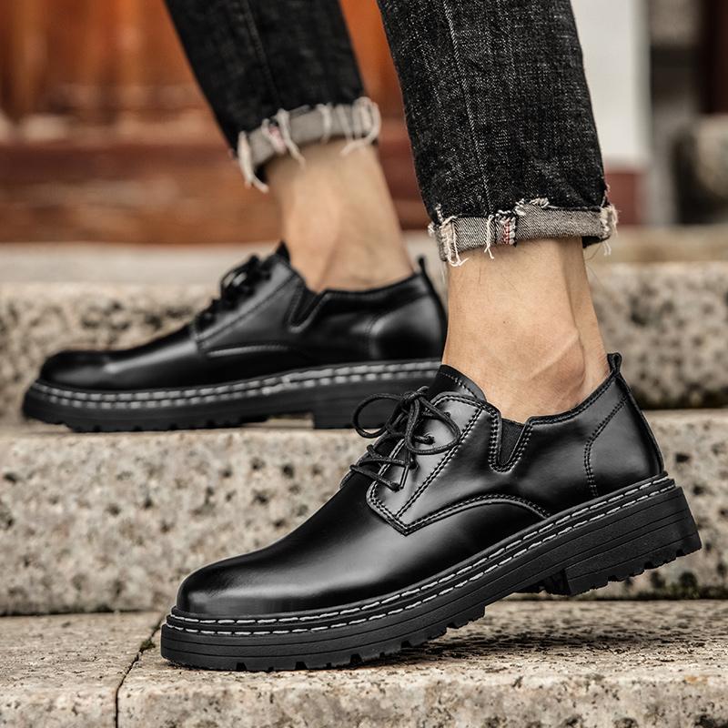 Модные новые ботинки высокого класса в британском стиле, удобные в носке, повседневные кожаные туфли, мужские на толстой подошве, уличные водонепроницаемые рабочие кожаные туфли