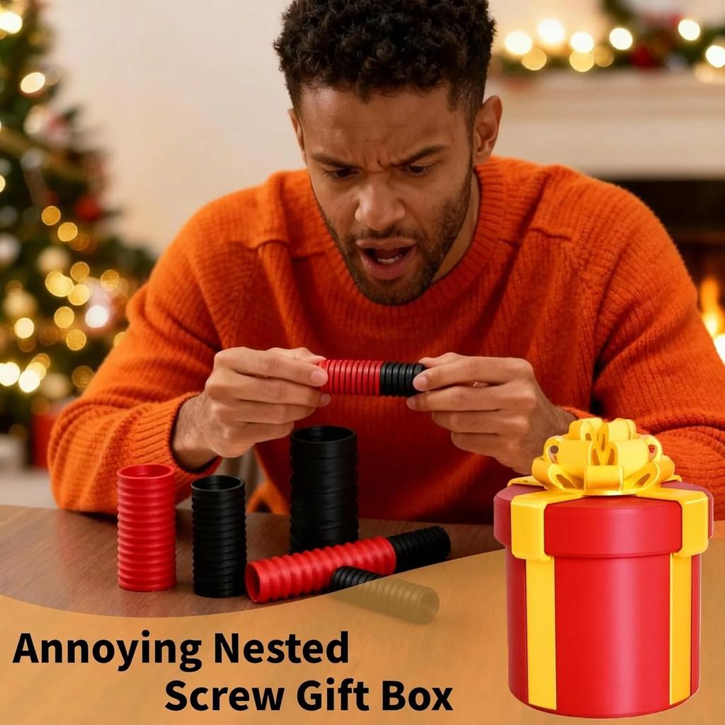 Annoying Nested Screw Gift Box - Prank Nesting Box for Cash & Surprises, 3D Printed Fun for Birthdays, Christmas Party Gifts