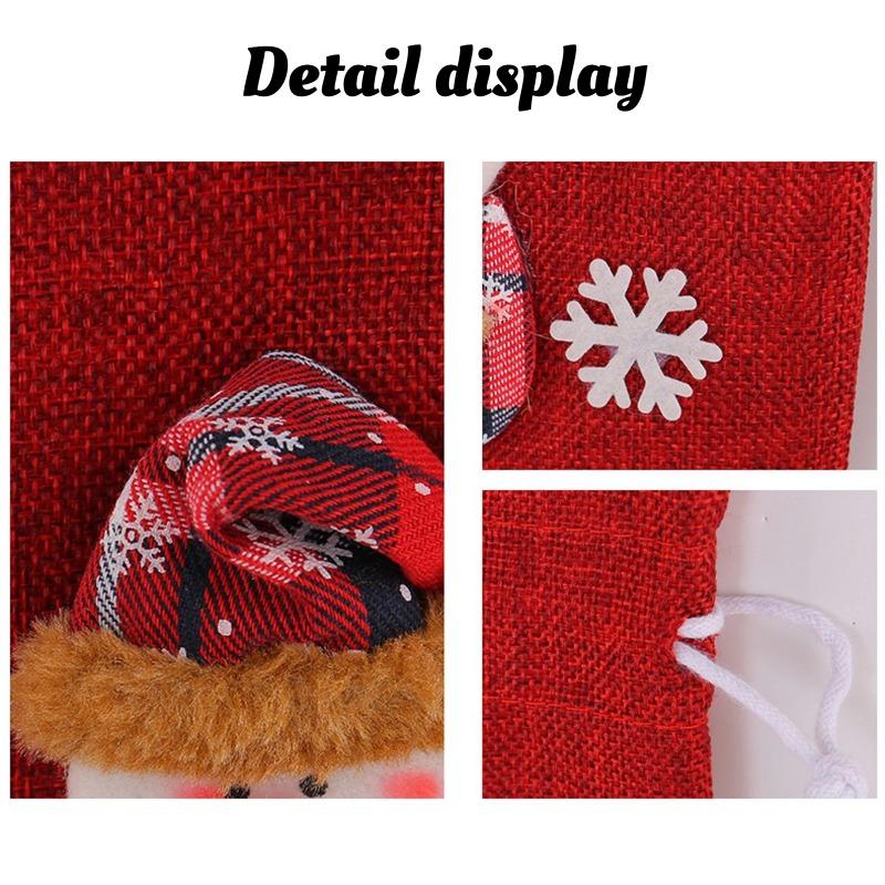 Рождественский льняной старик фигурка чехол для винной бутылки праздничный отель обеденный стол мультяшный трехмерный мешок для вина на шнурке