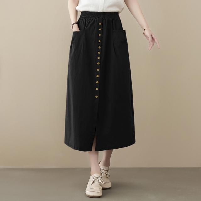 Летняя свободная повседневная юбка с эластичной резинкой на талии, женские однотонные юбки-миди большого размера, модная трапециевидная юбка Faldas Saia Work Jupe Kaftan