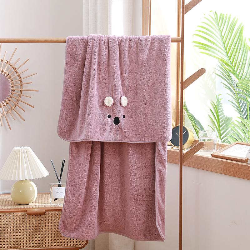 Быстросохнущее полотенце для купания с милым мультяшным принтом для младенцев - мягкое, впитывающее, толстое, коралловый флис