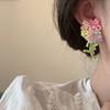 Fresh Field Wind Handmade Beaded Flower Bouquet Stud Earrings Women'S Summer Dopamine Sweet Delicate Earrings