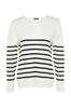 Women's Fashion Stylish Plus Size Sweater Black Striped Crew Neck Knitwear Sweater