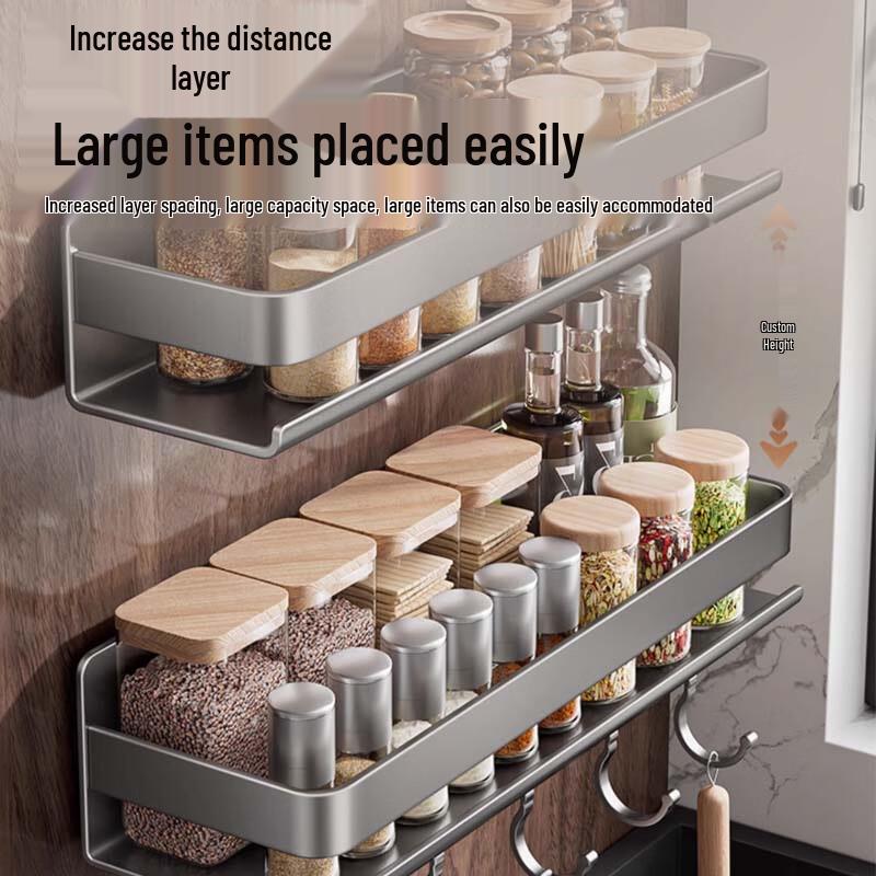 Yunshuang Stainless Steel Wall-Mounted Kitchen Spice & Storage Rack Set