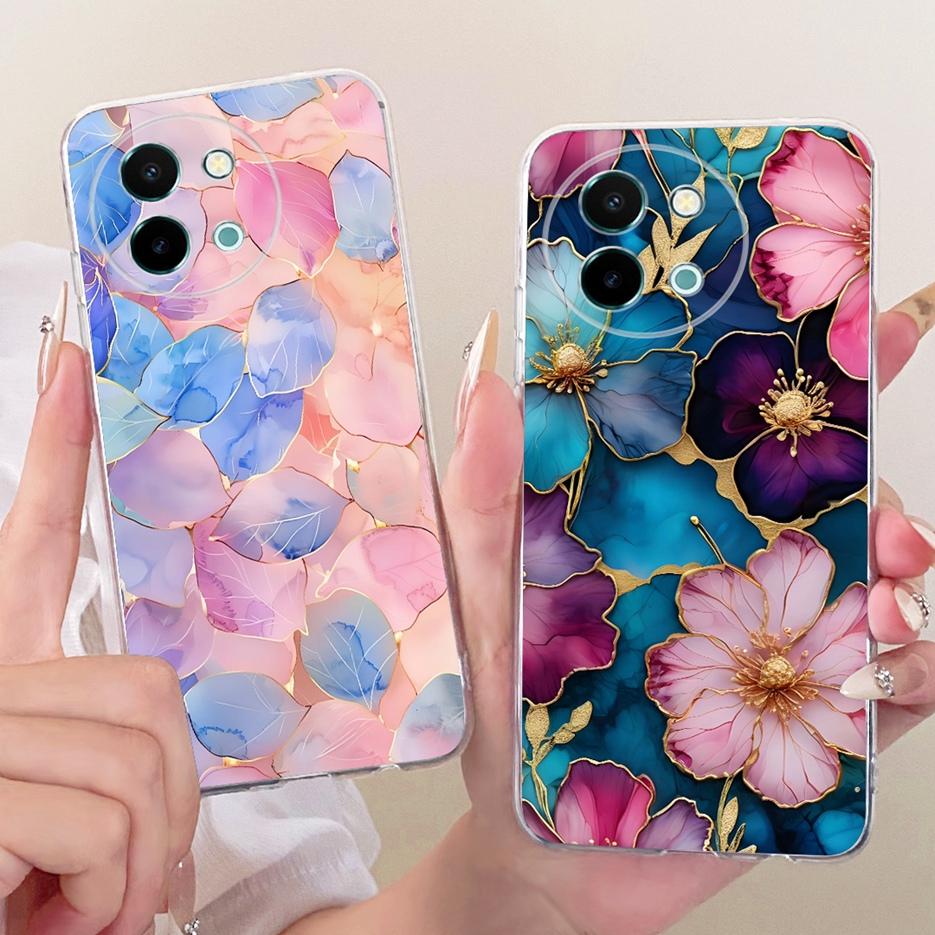Чехол для Vivo Y38 5G Цветы Расписной Чехол Мягкий Тонкий Чехол для Телефона Для Vivo Y58 5G V2355 Y 38 VivoY38 VivoY58 Fundas Coque