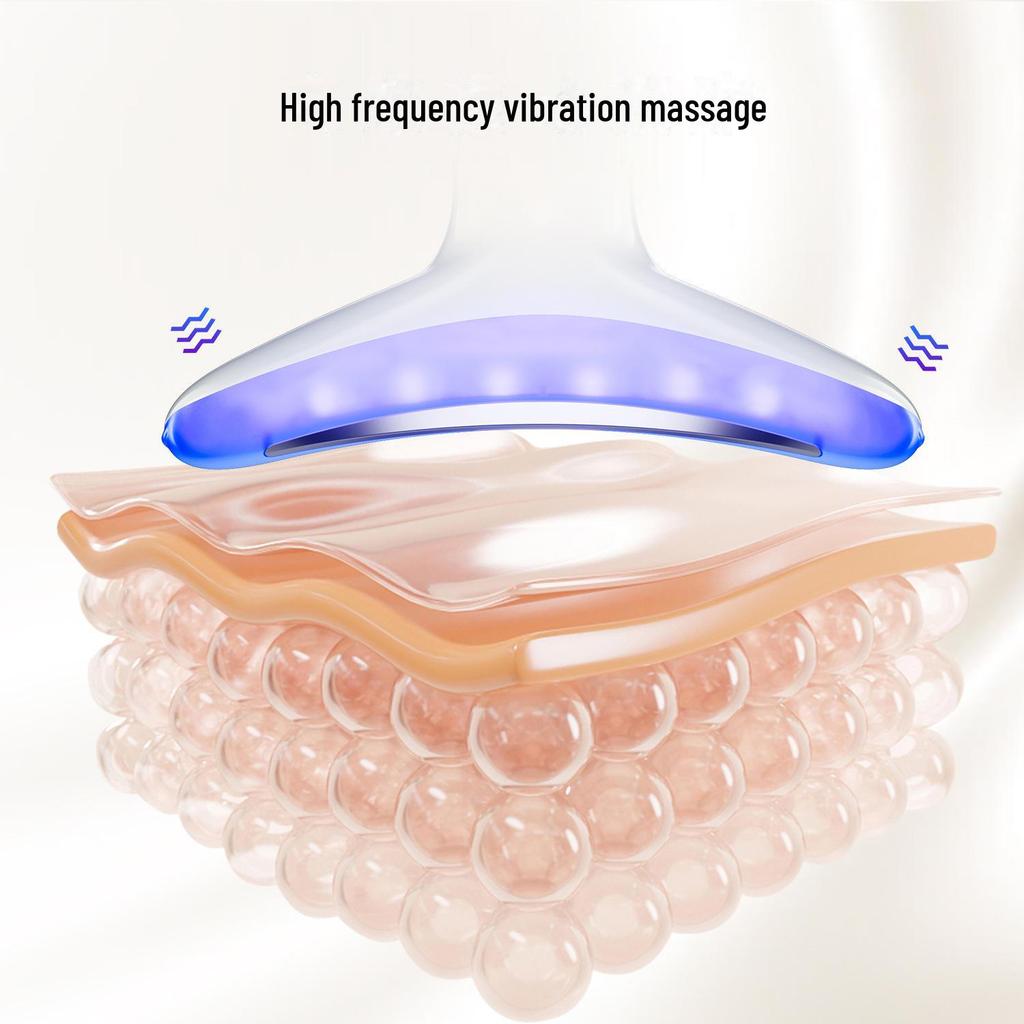 Массажер для шеи с цветной подсветкой: Микротоковое косметическое устройство для уменьшения морщин на шее и омоложения