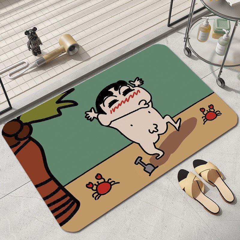 Мультяшный коврик для ванной комнаты из диатомитовой грязи Shin-chan - Устойчивый к грязи, Легко чистящийся и Износостойкий