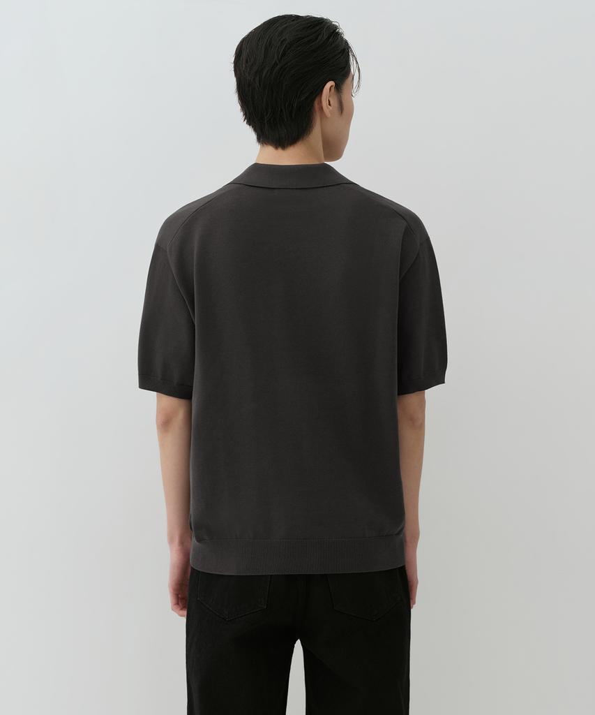 MUSINSA STANDARD Washable Supima Cotton Slit Neck Knitted Polo Shirt [Dark Grey]