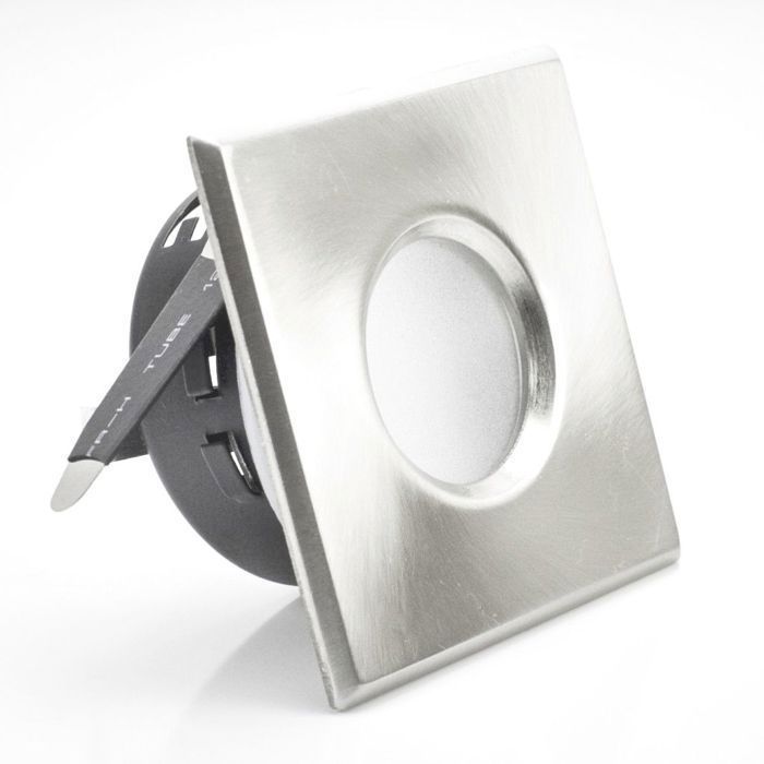 Support downlight carré mat chrome étanche IP65 Dim 83x83mm