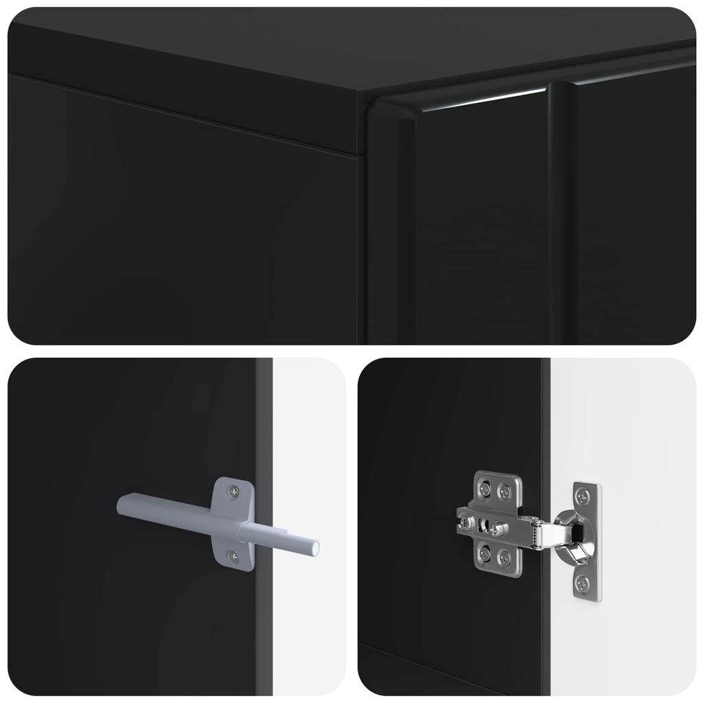 TV Cabinet Black Engineered Wood