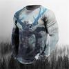 3D Printing O-Neck Long Sleeves Plus Size T-shirt Men's Clothing Retro Men's Long Sleeve T-shirt Skull Long T-shirt Men's Street