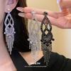 Серебряные Игольчатые Алмазные Полые Серьги с Бахромой Европейские и Американские Преувеличенные Серьги Легкая Роскошь Премиум Серьги с Характером для Женщин