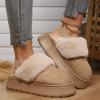 Winter Women Platform Slippers Warm Plush Slippers Women Fashion Indoor Outdoor Fluffy Suede Mules Female Snow Cotton Shoes