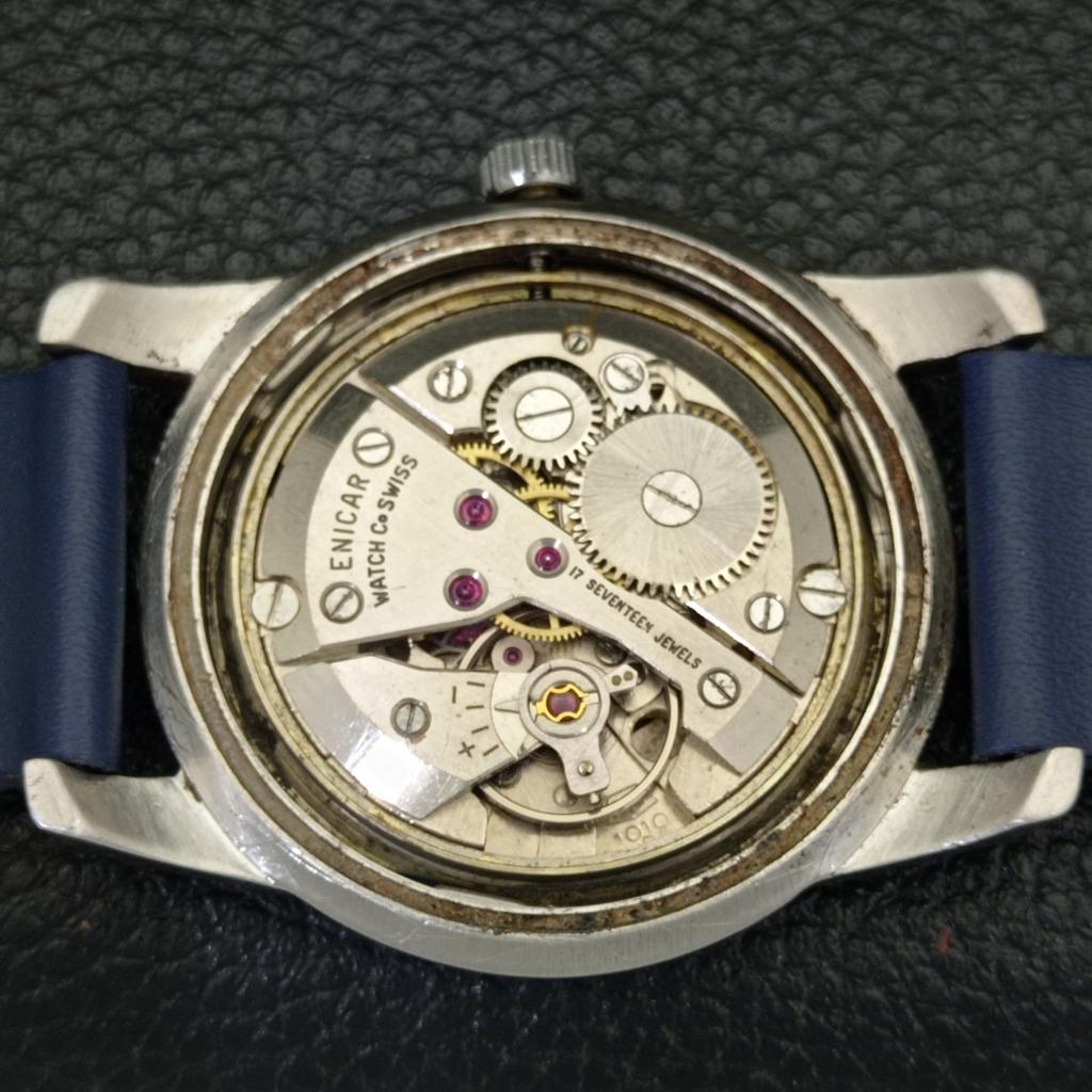 Б/у ENICAR STAR JEWELS ШВЕЙЦАРСКИЕ МУЖСКИЕ ЧАСЫ С РУЧНЫМ ЗАВОДОМ С СИНИМ ЦИФЕРБЛАТОМ A431425-2 R107-a431425