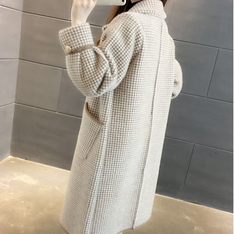 Autumn Winter Coat Female New Korean Knitted Cardigan Loose Medium Long Wool Sweater