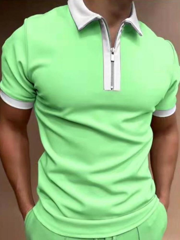 Новая летняя повседневная рубашка поло с карманом на молнии для мужчин с коротким рукавом, деловая рубашка, модный дизайн, топы, рубашка поло для одежды S-3XL