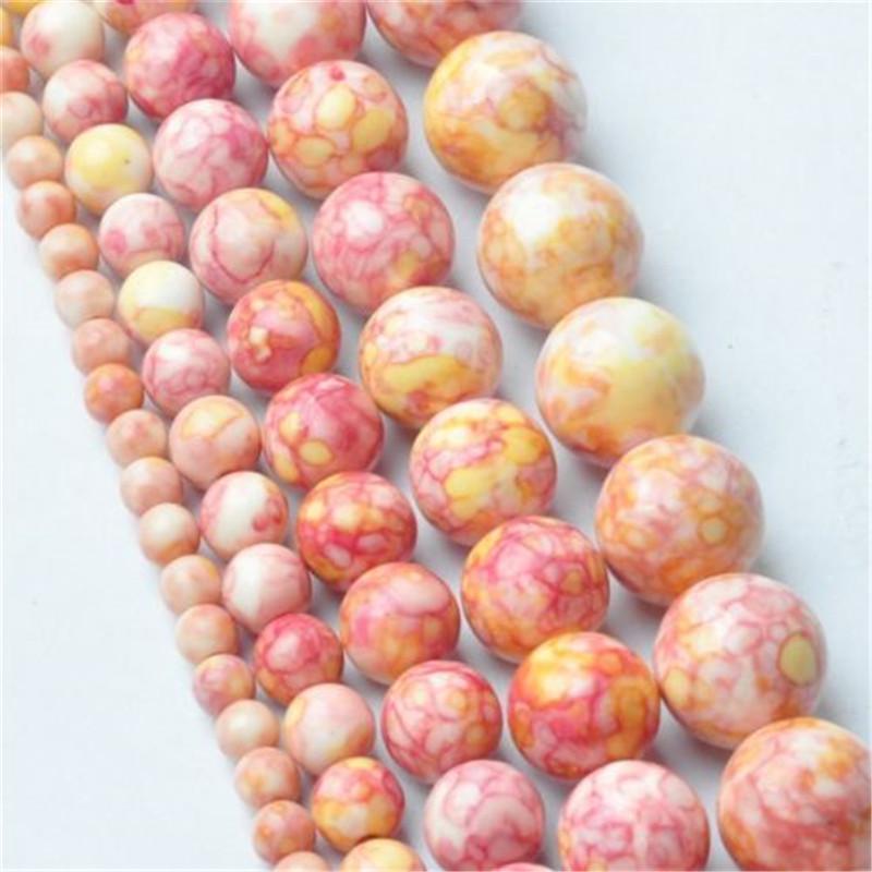 Творческий круглый оптовая продажа 4-12 мм DIY для ожерелья браслет ювелирные изделия изготовление кулона натуральный дождевой камень разделитель свободные бусины