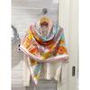 NINA SOLOR Exquisite Printed Silk Wool Blend Square Scarf & Shawl