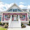 Best-selling American Independence Day red, white and blue striped banner - perfect backdrop for outdoor garden party photos