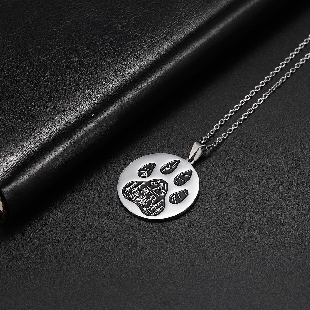 COOLTIME Animal Dog Wolf Cat Claw Paw Pendant Necklace for Women Men Stainless Steel Choker Necklaces Couple Jewelry Birthday