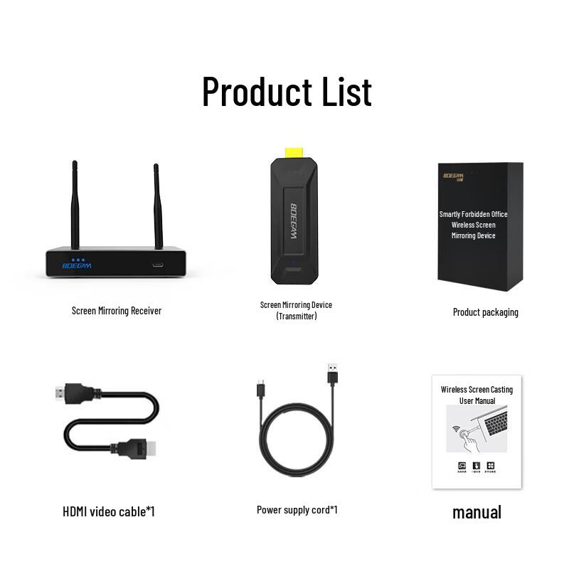BOEGAM 4K HDMI Беспроводной комплект передатчика для зеркалирования экрана (Китайская версия)