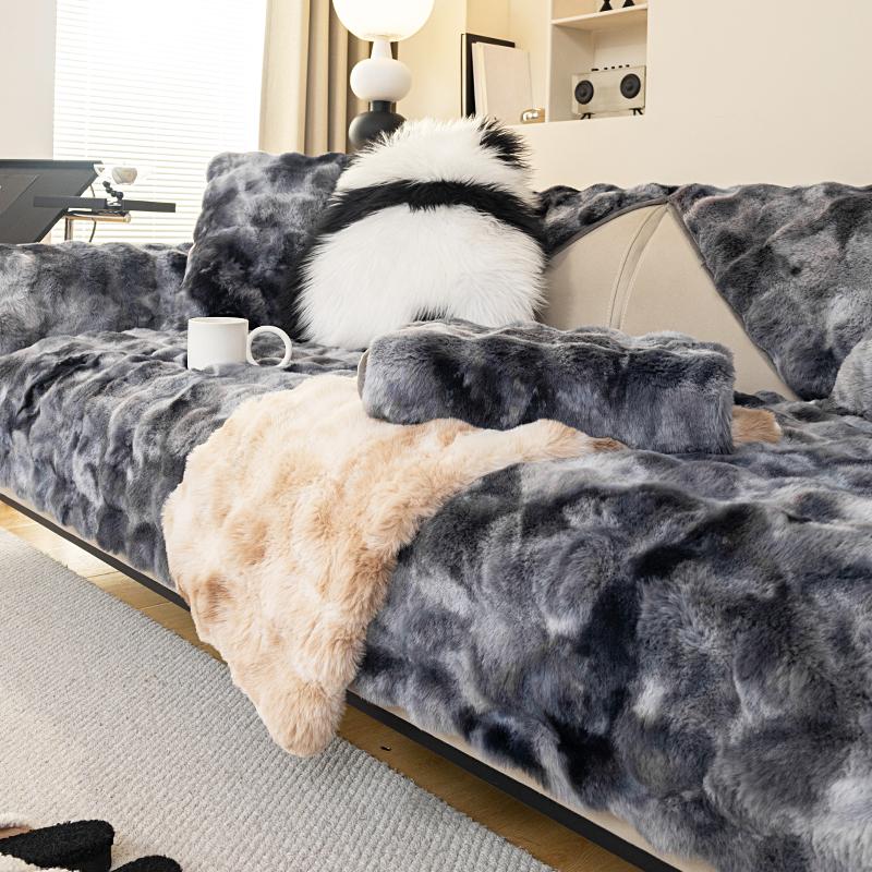 Чехол для дивана из плюшевого градиентного бархата для зимнего тепла, утолщенный плюш, нежный и мягкий, любимый диван для домашних животных с защитой от скольжения