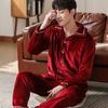 New Autumn Winter Men's Thicken Warm Flannel Pajamas Sets Soft Casual Sleepwear Long Pant Men Pajamas Sets Nightwear Male