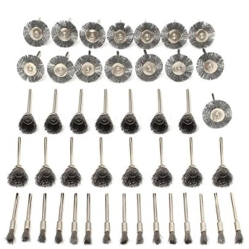 45 шт./компл. проволочные щетки из нержавеющей стали, практичные аксессуары для полировки, совместимые с Dremel