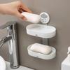 1Pcs Soap Holder Bathroom Shower Soap Dish Shower Plates Soap Storage Box With Drain Wall Mounted Self Adhesive Plastic Supplies