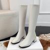 But knee boots women's spring and autumn new high knight boots square head thick heel medium heel thin long boots