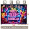 100th Birthday Party Banner, Polyester Backdrop for Home Room Wall Decor and Photo Props