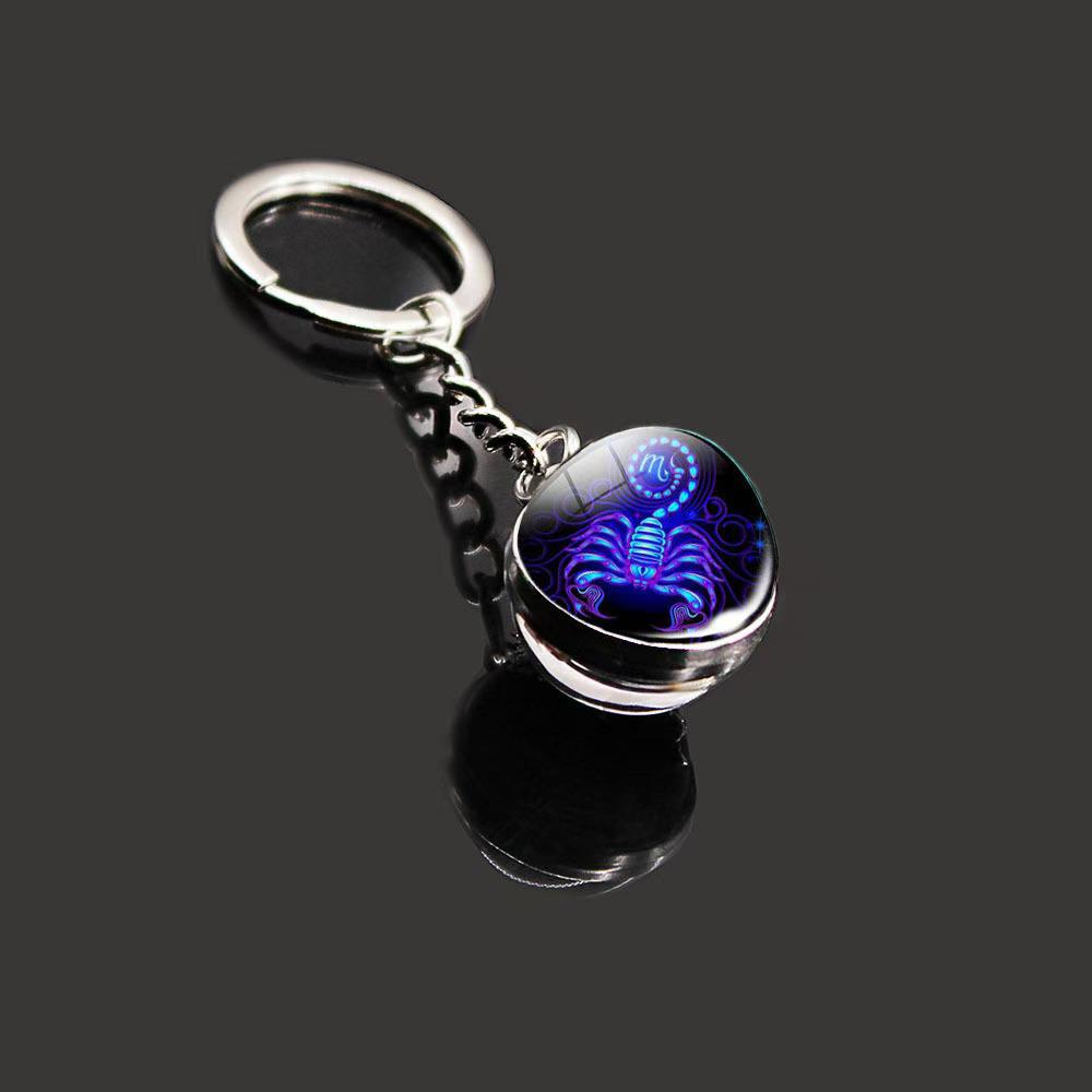 Spherical Luminous Crystal Zodiac Keychain - Virgo & Leo