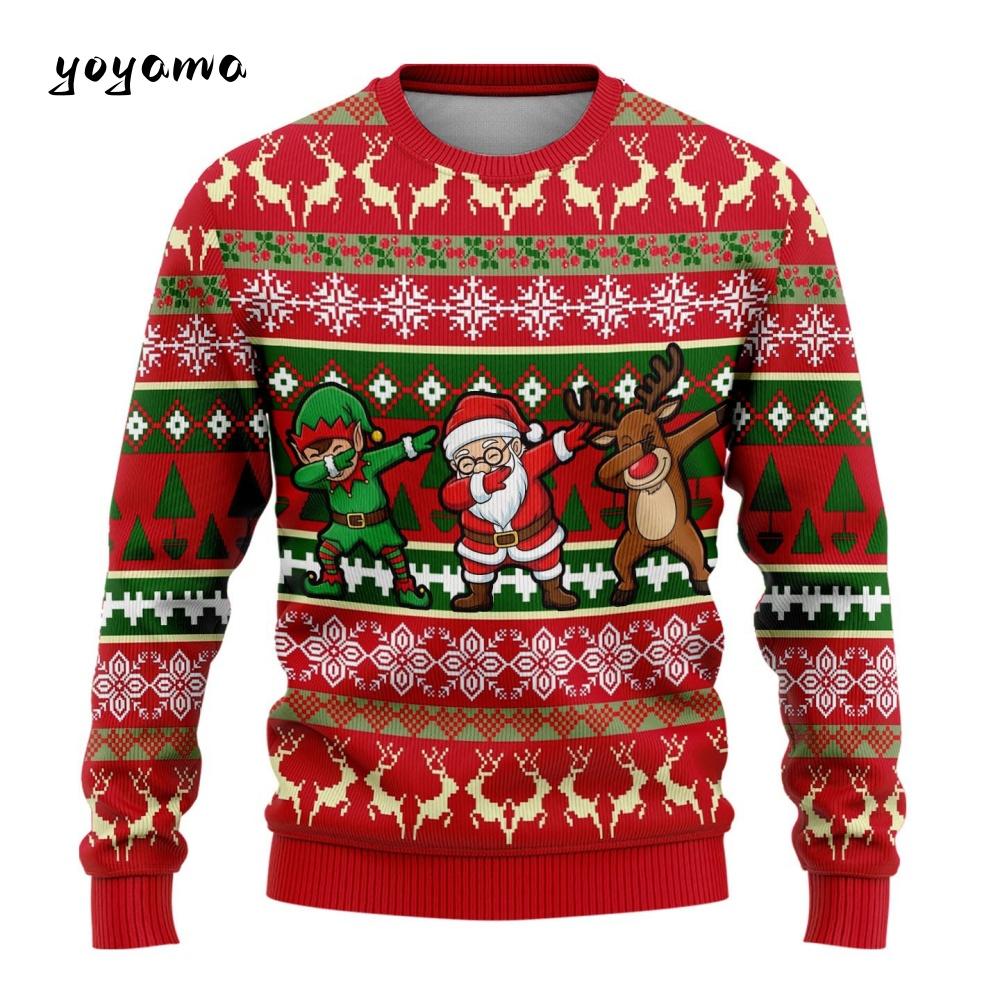 Y2k Clothes 3D Printed Ugly Xmas Sweatshirts Merry Christmas Graphic Sweatshirts Reindeer Unisex Pullover Fashion Y2k Sweatshirt