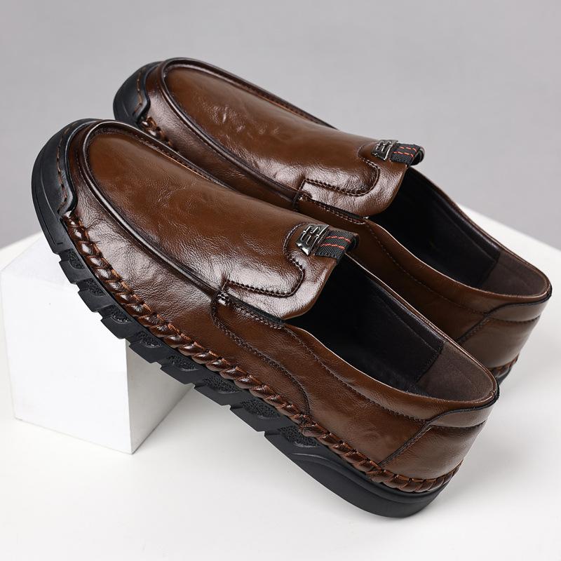 New Men Leather Shoes Breathable Business Autumn Slip On Loafers Man Casual Black Flats Driving Walking Shoes Moccasins