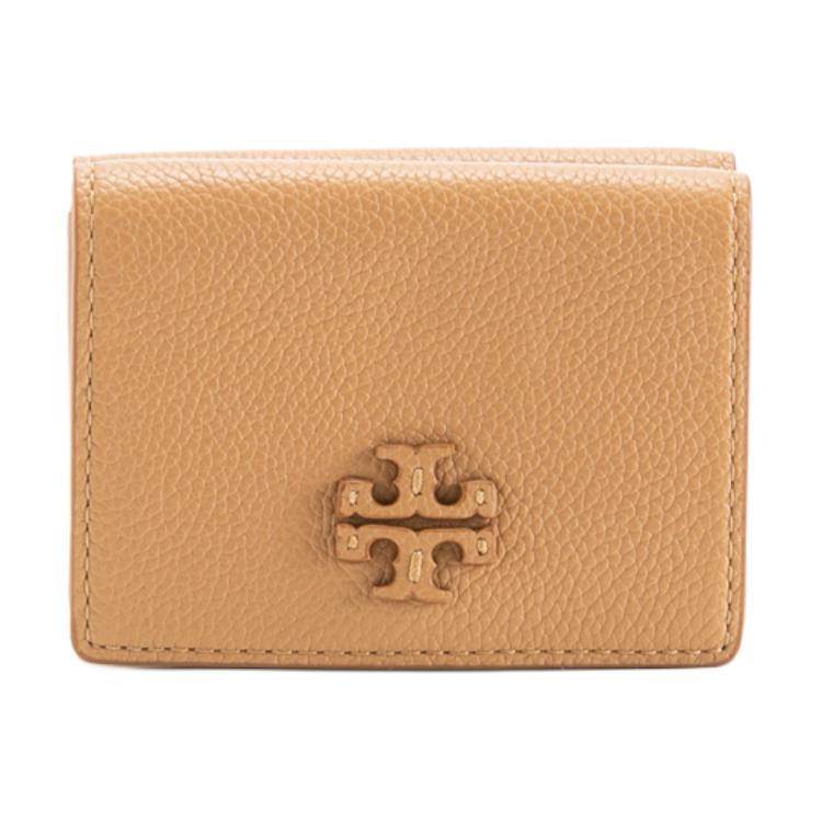 Tory Burch Mcgraw Minimalist Elegant Three-Fold Design Embossed Logo Litchi Grain Leather Wallet Women wallet Brown 158905-227