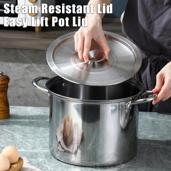 Крышка для кастрюли из нержавеющей стали Универсальная крышка, устойчивая к пару Жаростойкая ручка-кнопка Легко поднимаемая крышка для банок и кастрюль Кухонные аксессуары для приготовления пищи