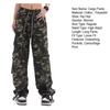 Women Cargo Pants Camouflage Print Multi Pockets Lace-Up Detail Long Pants Straight Wide Leg High Street Pants