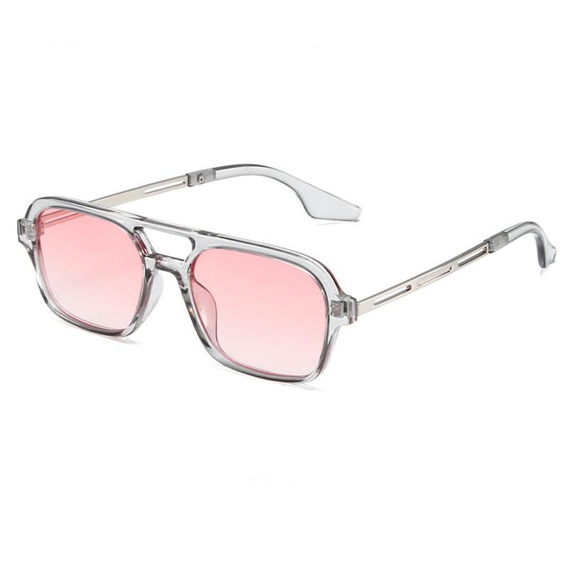 Retro double beam hollow box sunglasses men's advanced sense ins ruffian handsome pilot glasses UV protection sunglasses